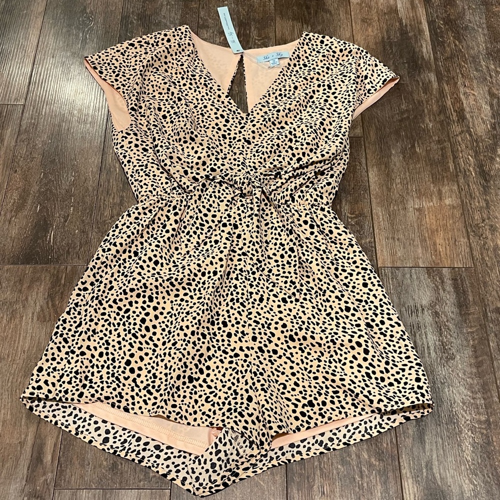 She + Sky Leopard Print Romper